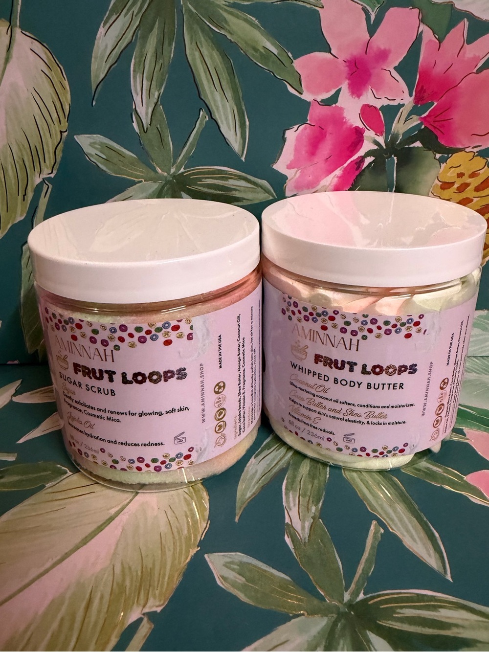 Aminnah Fruit Loops Sugar Scrub & Whipped Body Butter Set 8 oz